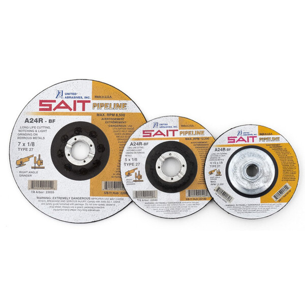 22030 Grinding Wheel 4 1/2 X 1/8  Arbor 7/8 A24R Pipeline