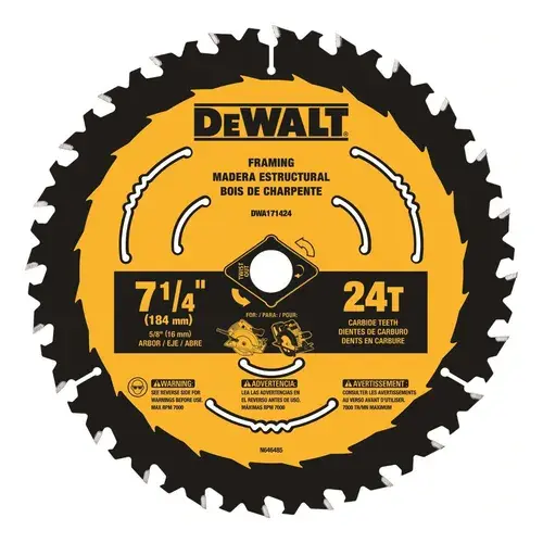 DWA171424B10 Blade 7 1/4 Framing 24 Tooth Carbide  Dewalt®