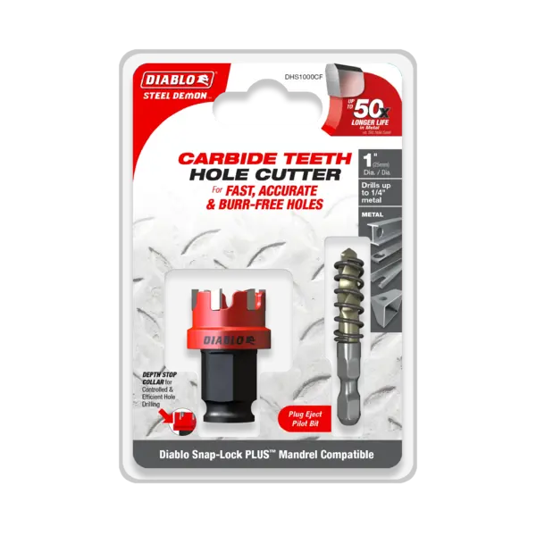 DHS1000CF Hole Cutter 1 Carbide Tooth  Steel Demon Diablo