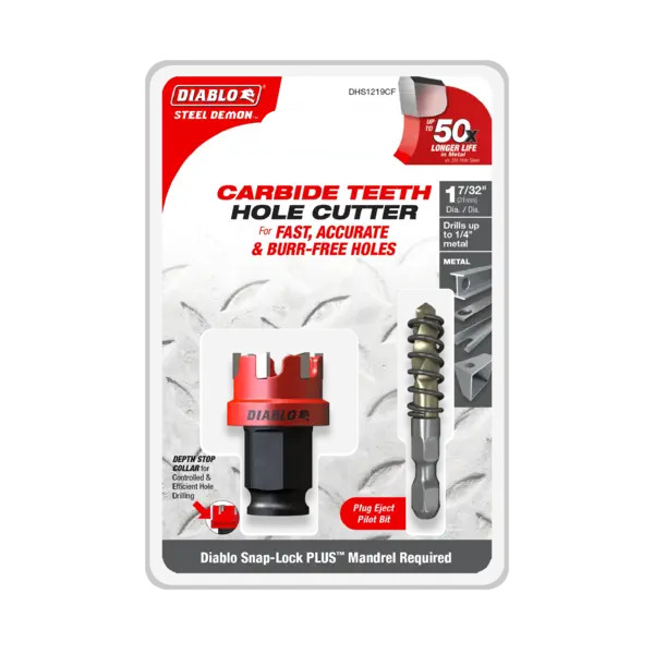 DHS1219CF Hole Cutter 1 7/32 Carbide Tooth  Steel Demon Diablo