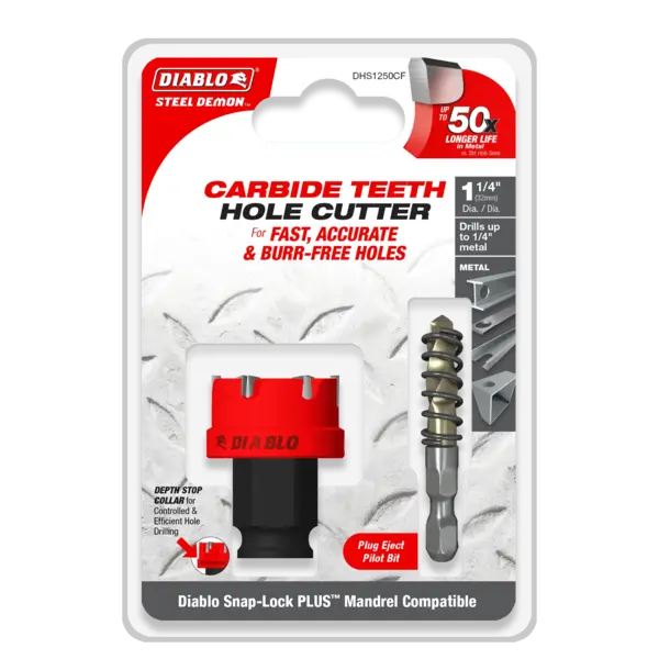 DHS1250CF Hole Cutter 1 1/4 Carbide Tooth  Steel Demon Diablo