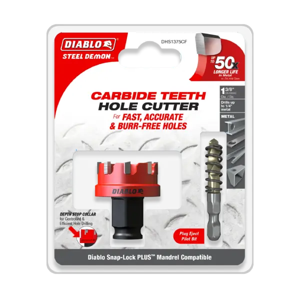 DHS1375CF Hole Cutter 1 3/8 Carbide Tooth  Steel Demon Diablo