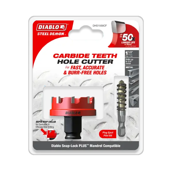 DHS1500CF Hole Cutter 1 1/2 Carbide Tooth  Steel Demon Diablo
