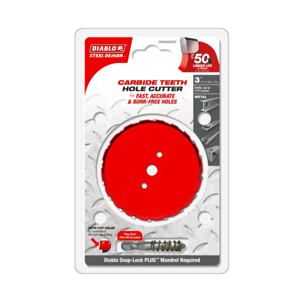 DHS3000CF Hole Cutter 3 Carbide Tooth  Steel Demon Diablo