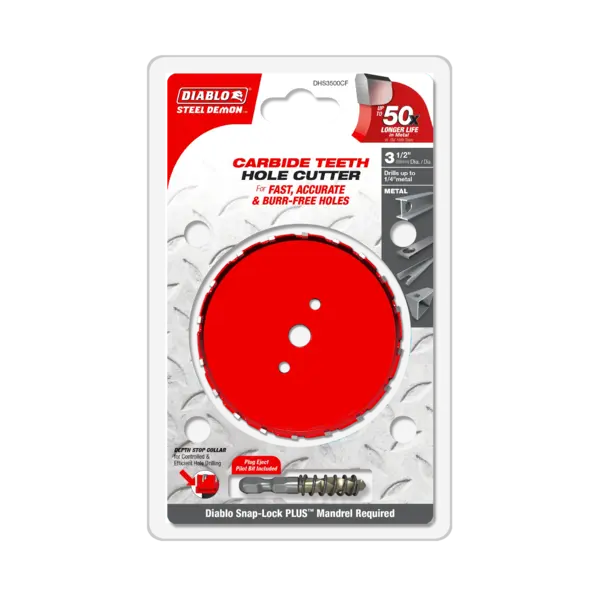 DHS3500CF Hole Cutter 3 1/2 Carbide Tooth  Steel Demon Diablo