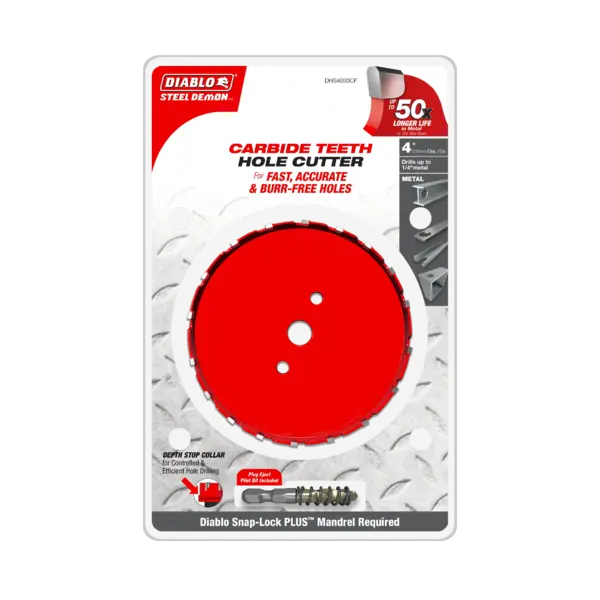 DHS4000CF Hole Cutter 4 Carbide Tooth  Steel Demon Diablo