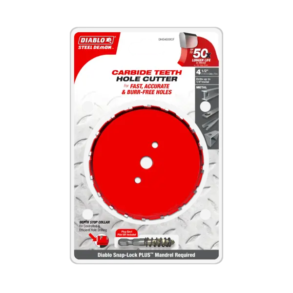 DHS4500CF Hole Cutter 4 1/2 Carbide Tooth  Steel Demon Diablo