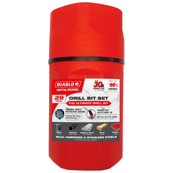 DMD-T29 Drill Bit Set (29-pc) Metal Demon  with Thermos Diablo