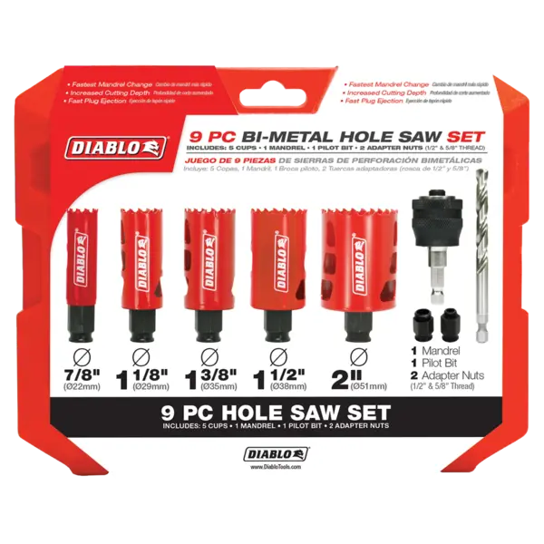 DHS09SGP Hole Saw Set Bi-Metal (9-pc)  Diablo