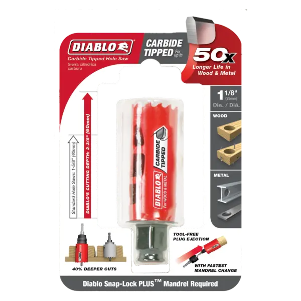 DHS1125CT Hole Saw 1 1/8 Carbide Tooth  Diablo