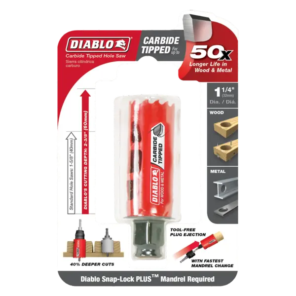 DHS1250CT Hole Saw 1 1/4 Carbide Tooth  Diablo