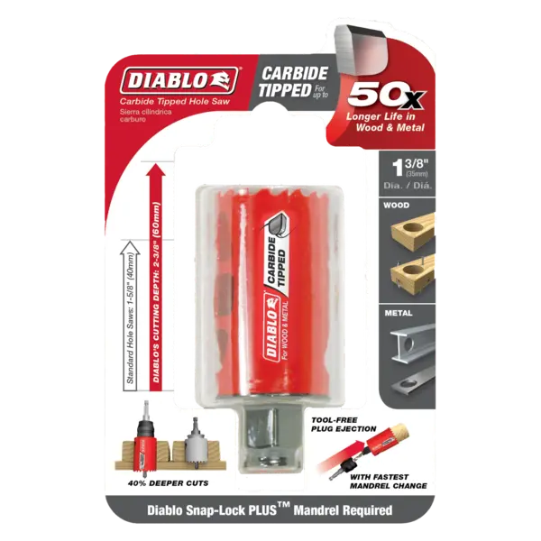 DHS1375CT Hole Saw 1 3/8 Carbide Tooth  Diablo