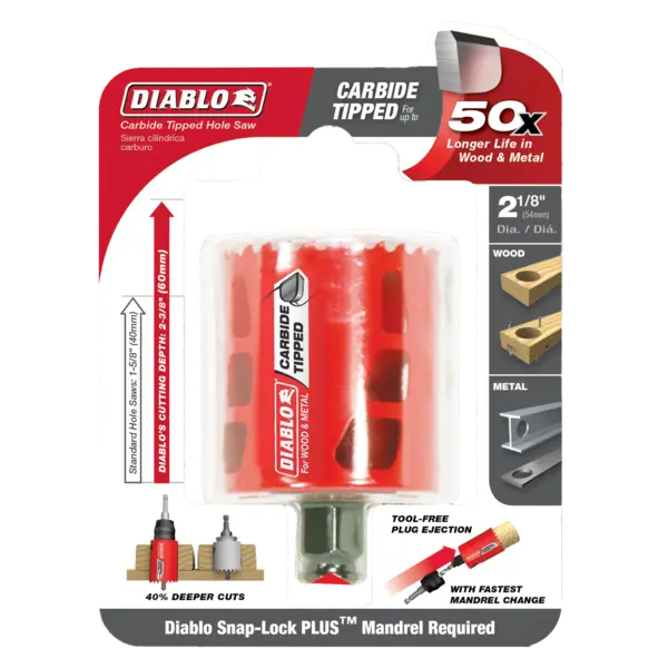 DHS2125CT Hole Saw 2 1/8 Carbide Tooth  Diablo