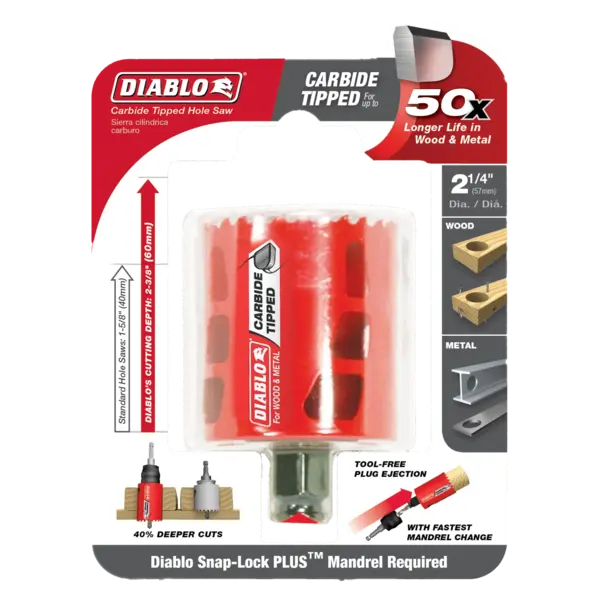 DHS2250CT Hole Saw 2 1/4 Carbide Tooth  Diablo