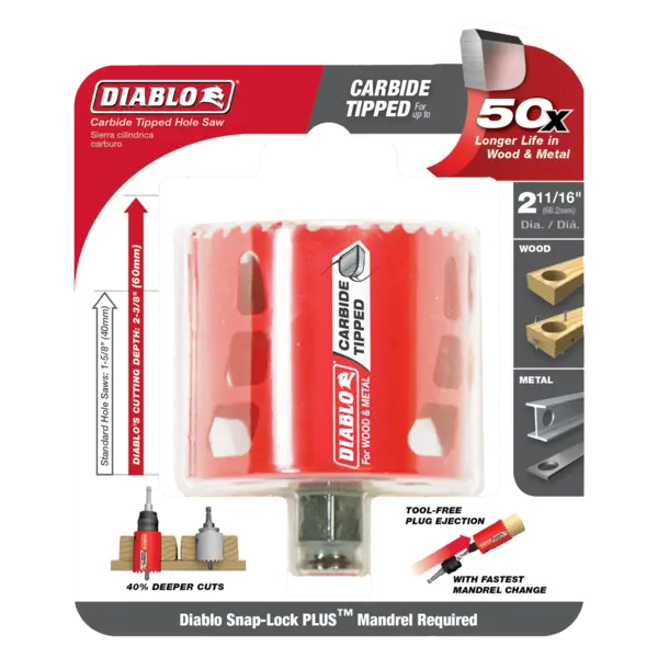 DHS2687CT Hole Saw 2 11/16 Carbide Tooth  Diablo