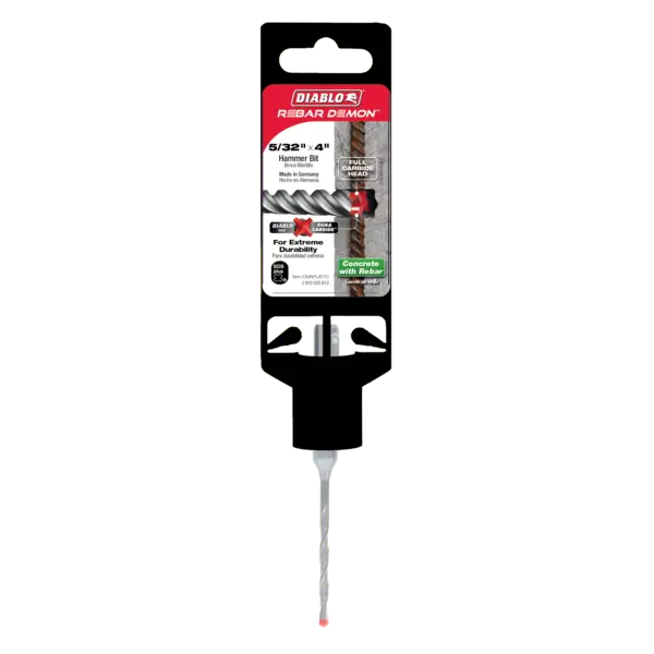 DMAPL4010 Hammer Bit Carbide Tipped SDS-Plus 4 Cutter 5/32 x 2 x 4  Rebar Demon™ Diablo