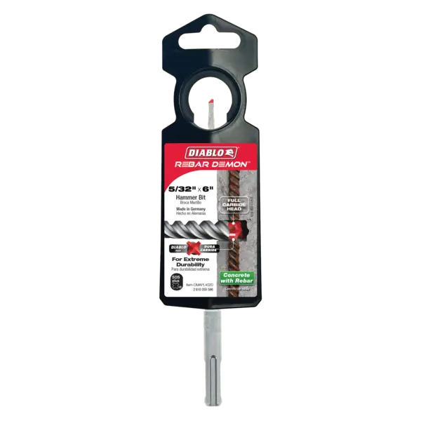 DMAPL4020 Hammer Bit Carbide Tipped SDS-Plus 4 Cutter 5/32 x 4 x 6  Rebar Demon™ Diablo