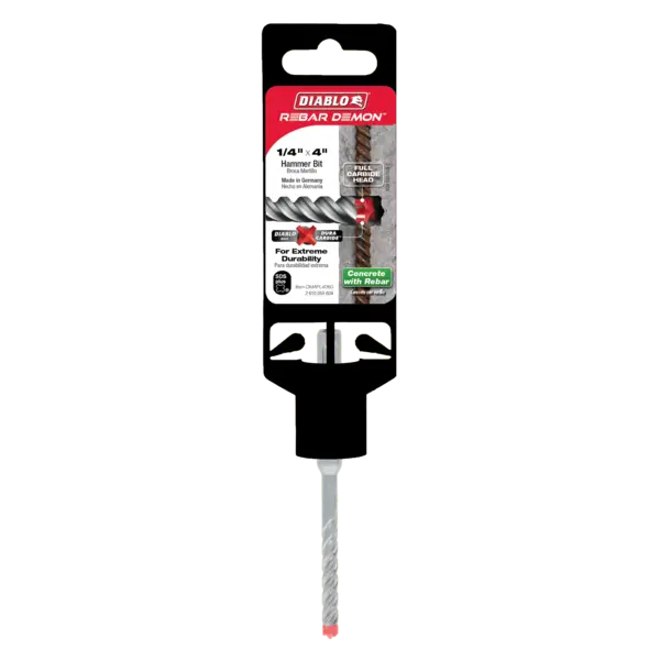 DMAPL4060 Hammer Bit Carbide Tipped SDS-Plus 4 Cutter 1/4 x 2 x 4  Rebar Demon™ Diablo