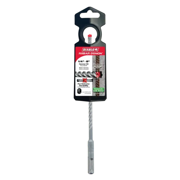 DMAPL4080 Hammer Bit Carbide Tipped SDS-Plus 4 Cutter 1/4 x 6 x 8  Rebar Demon™ Diablo