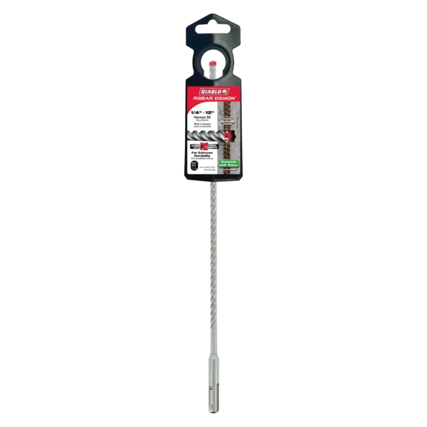 DMAPL4090 Hammer Bit Carbide Tipped SDS-Plus 4 Cutter 1/4 x 10 x 12  Rebar Demon™ Diablo