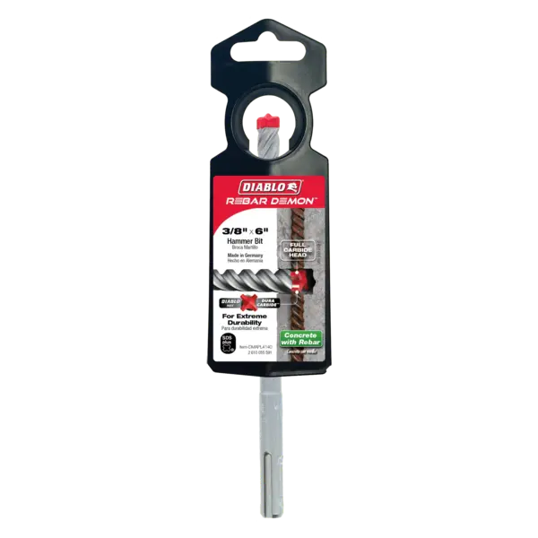DMAPL4140 Hammer Bit Carbide Tipped SDS-Plus 4 Cutter 3/8 x 4 x 6  Rebar Demon™ Diablo