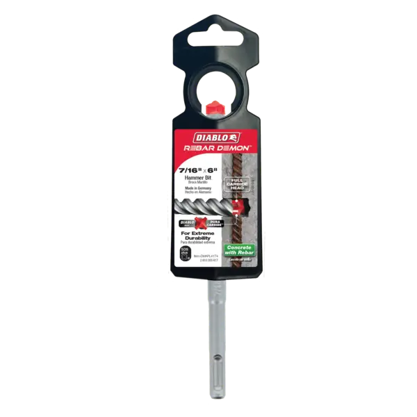 DMAPL4174 Hammer Bit Carbide Tipped SDS-Plus 4 Cutter 7/16 x 4 x 6  Rebar Demon™ Diablo