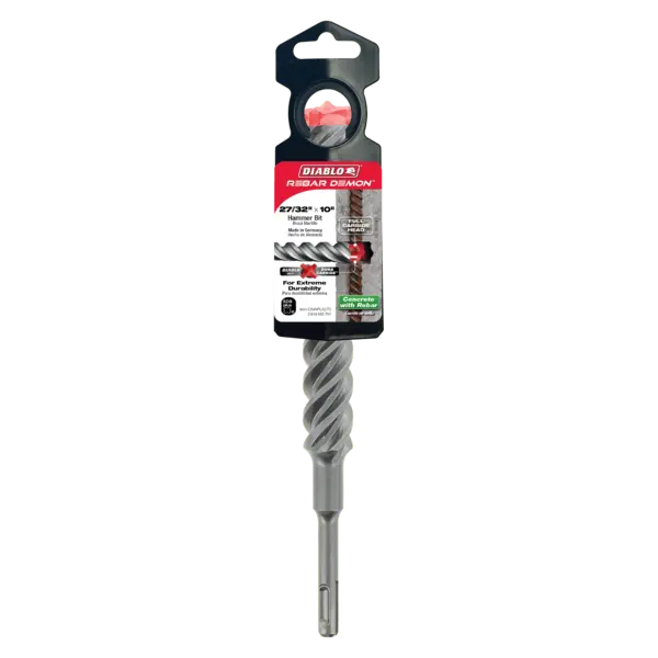 DMAPL4270 Hammer Bit Carbide Tipped SDS-Plus 4 Cutter 27/32 x 8 x 10  Rebar Demon™ Diablo