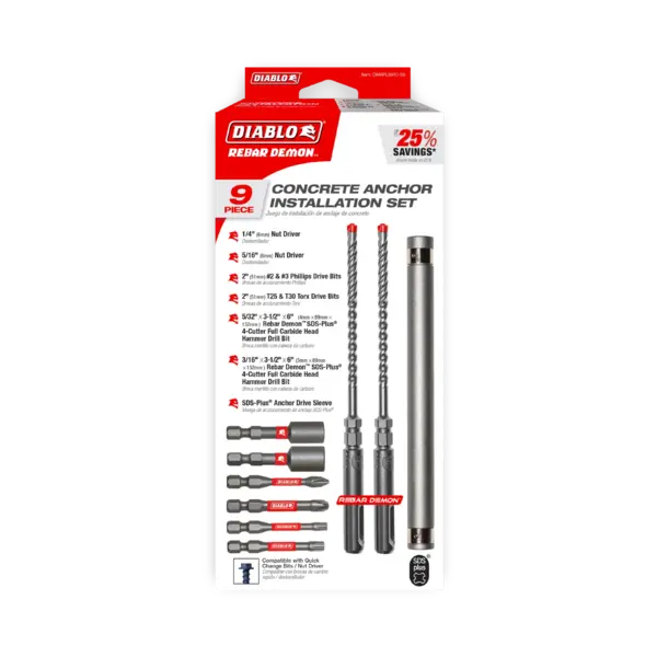 DMAPL9910-S9 Concrete Anchor Drive Installation Set (9-PC)  DIABLO