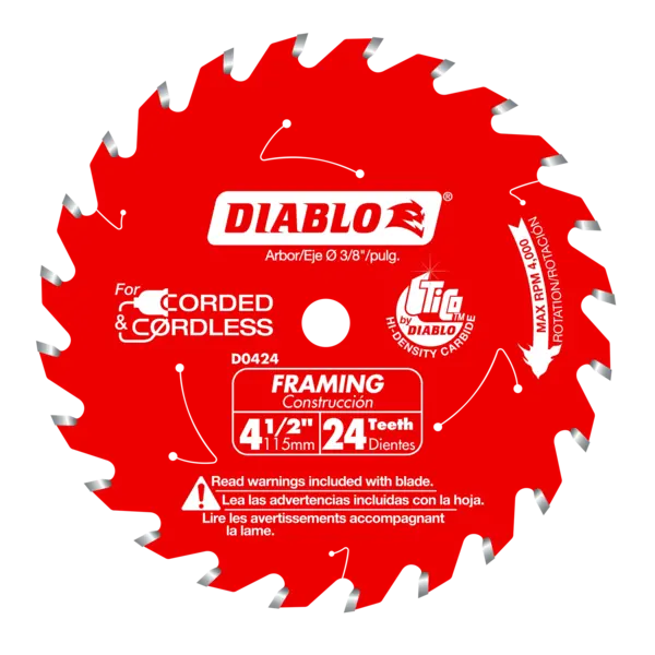 D0424X Blade 4 1/2 x 24 Tooth Framing Wood  Steel Demon™ Diablo®