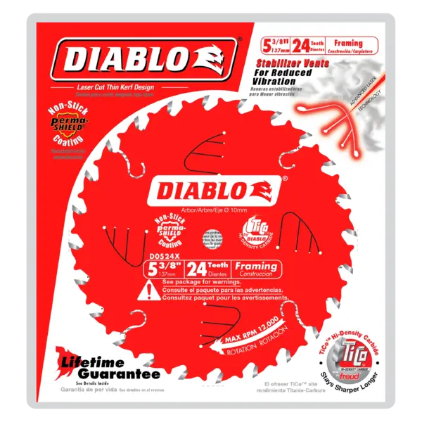 D0524X Blade 5 3/8 x 24 Tooth Framing Wood  Diablo®