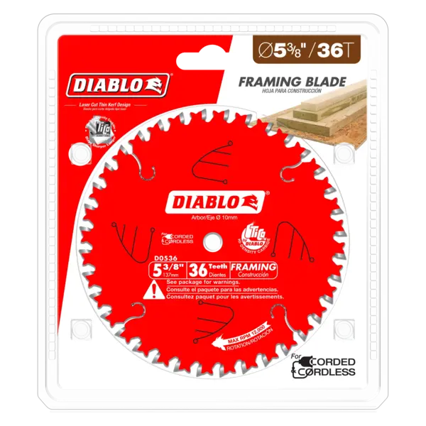 D0536X Blade 5 3/8 x 36 Tooth Finish Trim Wood  Diablo®