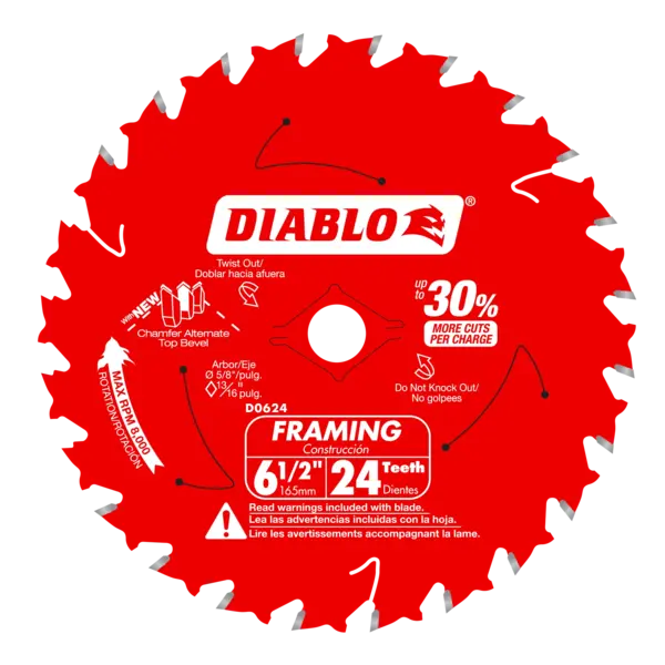 D0624A Blade 6 1/2 x 24 Tooth Framing Wood  Diablo®