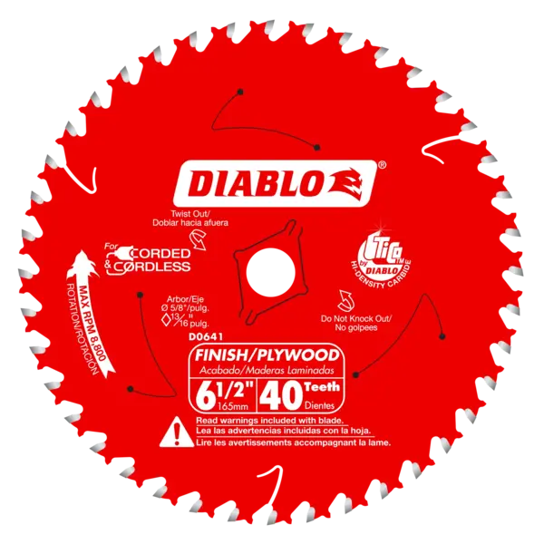 D0641A Blade 6 1/2 x 40 Tooth Finish Trim Wood  Steel Demon™ Diablo®