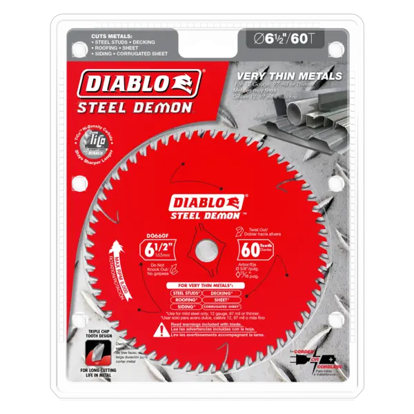D0660FA Blade 6 1/2 x 60 Tooth Very Thin Mild Steel Thin Metals  Steel Demon™ Diablo®