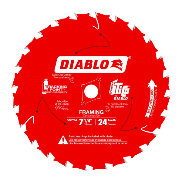 D0724A Blade 7 1/4 x 24 Tooth Framing Wood  Diablo®