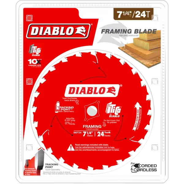 D0724A Blade 7 1/4 x 24 Tooth Framing Wood  Diablo®
