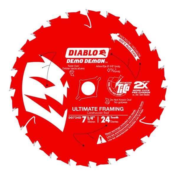 D0724DA Blade 7 1/4 x 24 Tooth Ultimate Framing Wood  Diablo®
