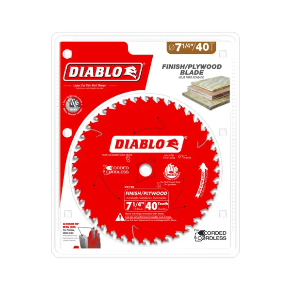 D0740A Blade 7 1/4 x 40 Tooth Finish Wood  Diablo®