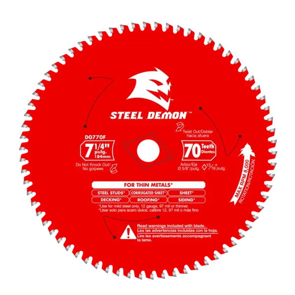 D0770FA Blade 7 1/4 x 70 Tooth Carbide-Tipped Metal  Steel Demon™ Diablo®