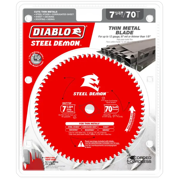 D0770FA Blade 7 1/4 x 70 Tooth Carbide-Tipped Metal  Steel Demon™ Diablo®