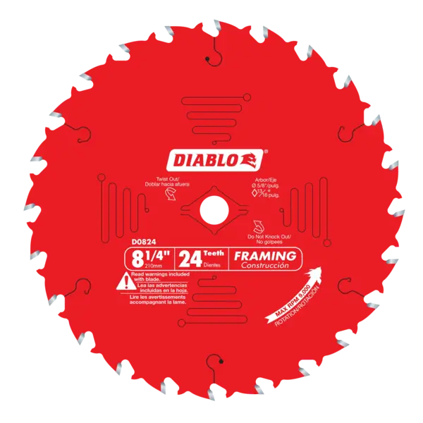 D0824X Blade 8 1/4 x 24 Tooth Framing Wood  Diablo®