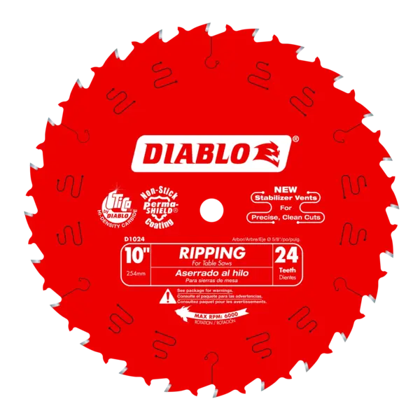 D1024X Blade 10 x 24 Tooth Ripping Wood  Diablo®
