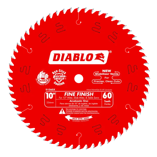 D1060X Blade 10 x 60 Tooth Fine Finish Wood  Diablo®