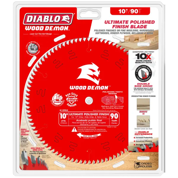 D1090X Blade 10 x 90 Tooth Ultimate Polish Wood Demon™  Diablo®