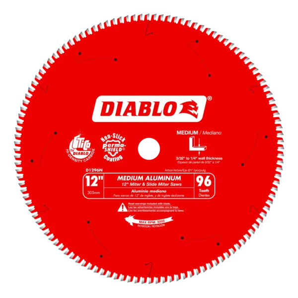 D1296N Blade 12 x 96 Tooth Medium Aluminum  Diablo®
