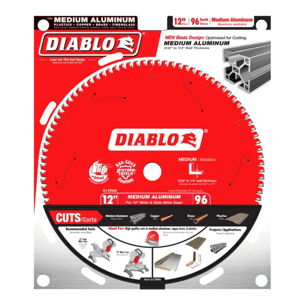 D1296N Blade 12 x 96 Tooth Medium Aluminum  Diablo®