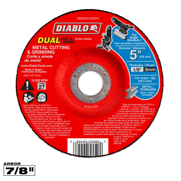 DBD050125X01F Cut and Grind Wheel 5 T27  Diablo