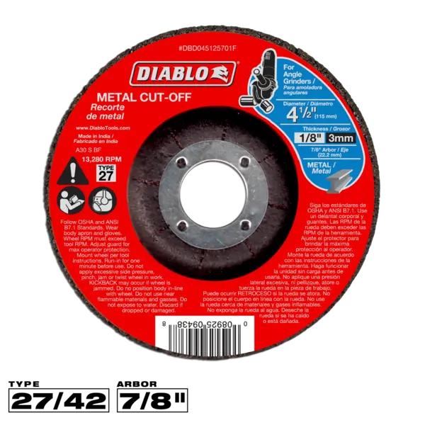 DBD045125701F Cut Off Disc 4 1/2 T27  Diablo®