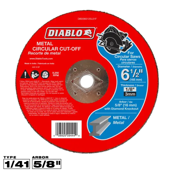 DBD065125L01F Cut-Off Disc 6 1/2  Diablo®