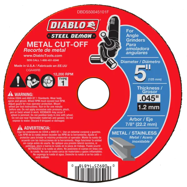 DBDS50045101F Cut Off Disc 5 T1  Steel Demon™ Diablo®